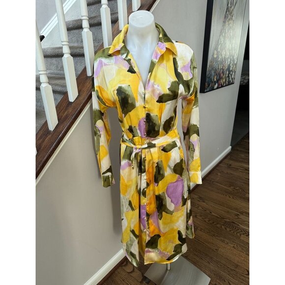 French Connection Multicolor Satin Summer Dress Women’s Small - Picture 1 of 3